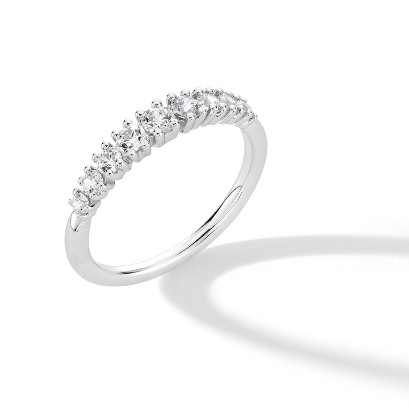 Main Image 2 of 0.50 CT. T.W. Certified Lab-Created Diamond Graduated Nine Stone Anniversary Band in 14K White Gold (F/VS2)