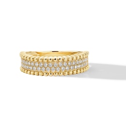 0.32 CT. T.W. Diamond Double Row Beaded Anniversary Band in 10K Gold