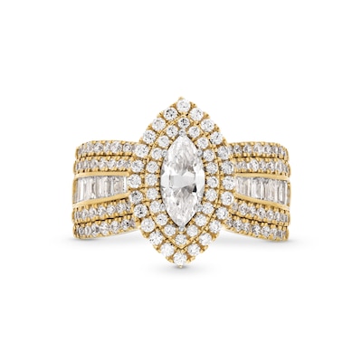 1.69 CT. T.W. Marquise-Cut Diamond Double Frame Multi-Row Shank Engagement Ring in 14K Gold