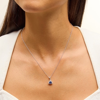 EFFY™ Collection 6.0mm Trillion-Cut Tanzanite and 0.04 CT. T.W. Diamond Frame Pendant in 14K Gold