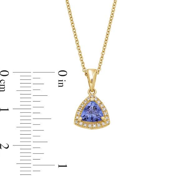 EFFY™ Collection 6.0mm Trillion-Cut Tanzanite and 0.04 CT. T.W. Diamond Frame Pendant in 14K Gold