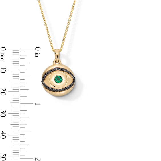 EFFY™ Collection Emerald and 0.145 CT. T.W. Black Diamond Evil Eye Pendant in 14K Gold