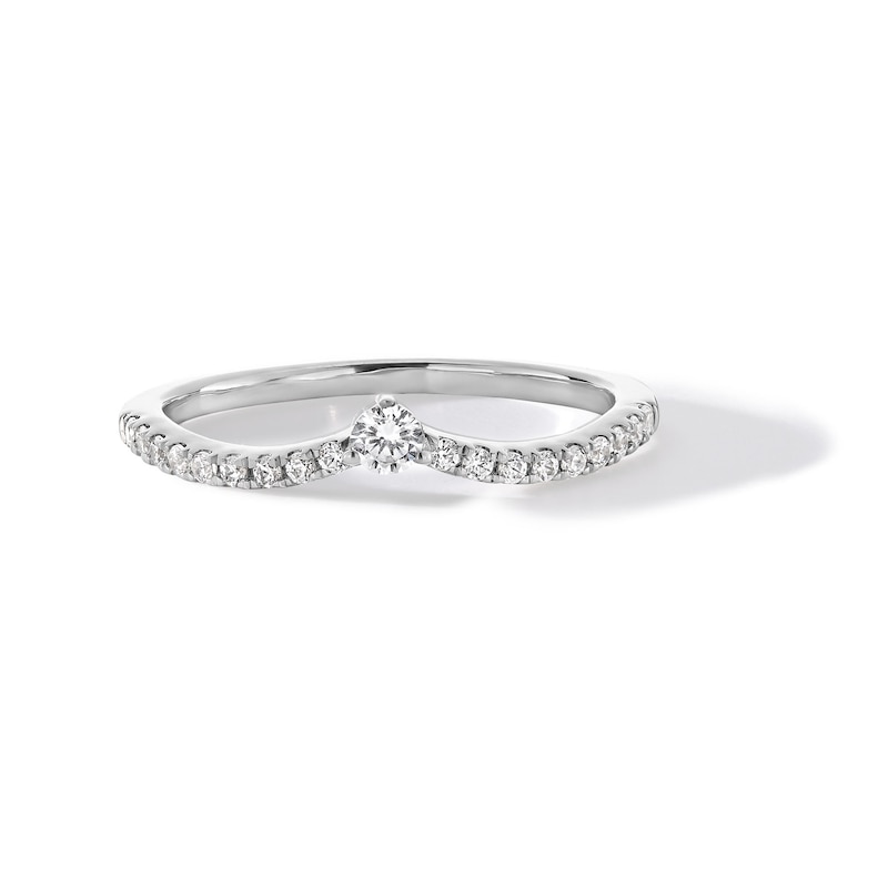 Main Image 1 of 0.20 CT. T.W. Diamond Chevron Anniversary Band in 10K White Gold