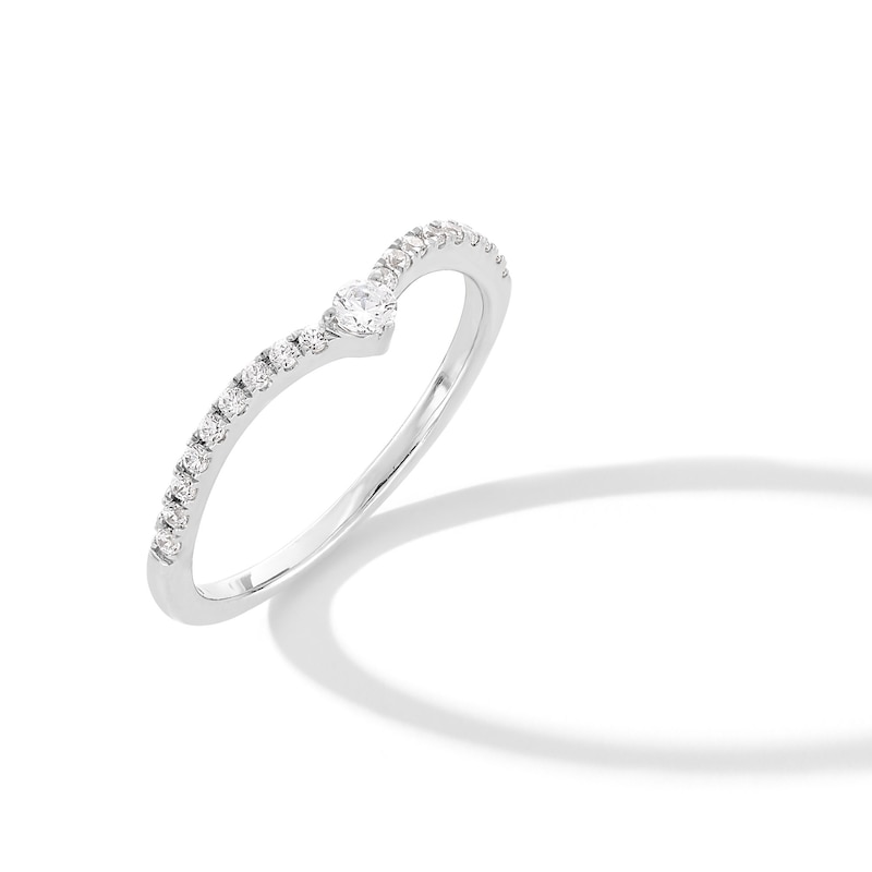 Main Image 2 of 0.20 CT. T.W. Diamond Chevron Anniversary Band in 10K White Gold