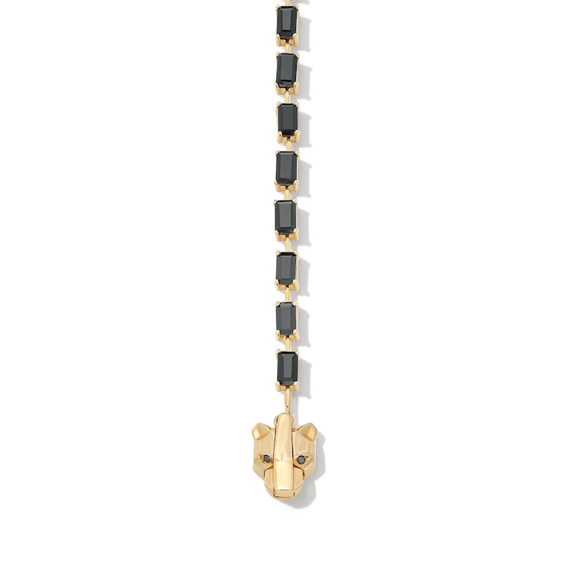 Main Image 3 of EFFY™ Collection Emerald-Cut Onyx and Black Diamond Accent Tiger Line Bracelet in 14K Gold - 7.5&quot;