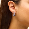 Thumbnail Image 2 of EFFY™ Collection Trillion-Cut Tanzanite and 0.23 CT. T.W. Diamond Drop Earrings in 14K Gold