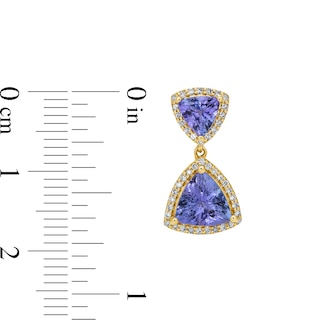 EFFY™ Collection Trillion-Cut Tanzanite and 0.23 CT. T.W. Diamond Drop Earrings in 14K Gold