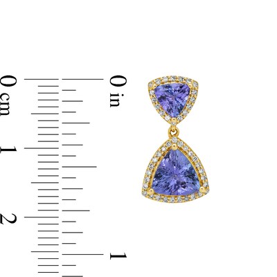 EFFY™ Collection Trillion-Cut Tanzanite and 0.23 CT. T.W. Diamond Drop Earrings in 14K Gold