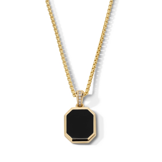 EFFY™ Collection Radiant-Cut Onyx and Diamond Accent Pendant in 14K Gold - 22”