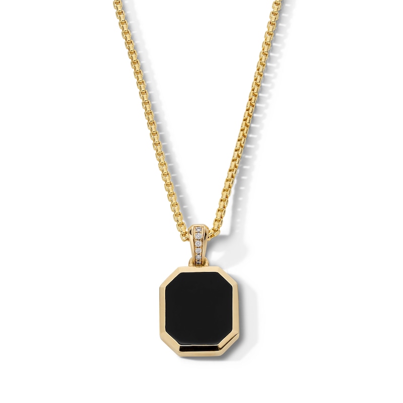 Main Image 1 of EFFY™ Collection Radiant-Cut Onyx and Diamond Accent Pendant in 14K Gold - 22”