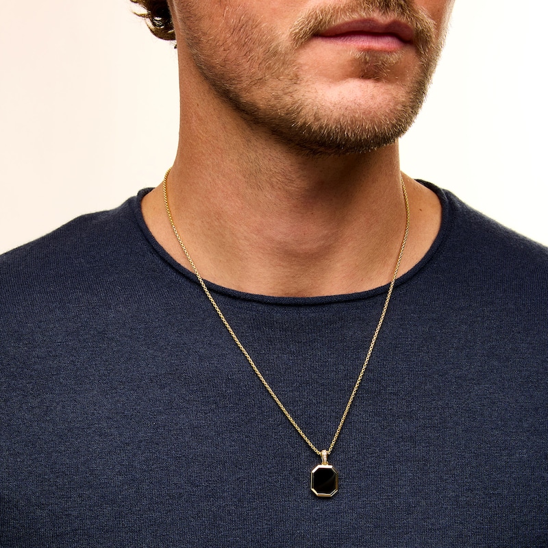 Main Image 2 of EFFY™ Collection Radiant-Cut Onyx and Diamond Accent Pendant in 14K Gold - 22”