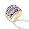 EFFY™ Collection Oval Tanzanite and 0.45 CT. T.W. Diamond Multi-Row Ring in 14K Gold