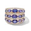 EFFY™ Collection Oval Tanzanite and 0.45 CT. T.W. Diamond Multi-Row Ring in 14K Gold