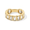 Thumbnail Image 1 of EFFY™ Collection Emerald-Cut Green Quartz Bezel-Set Band in 14K Gold - Size 7