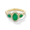 Thumbnail Image 1 of Oval and Pear-Shaped Emerald with 0.45 CT. T.W. Diamond Frame Three Stone Ring in 10K Gold