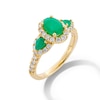 Thumbnail Image 2 of Oval and Pear-Shaped Emerald with 0.45 CT. T.W. Diamond Frame Three Stone Ring in 10K Gold