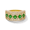 Thumbnail Image 1 of Princess-Cut Emerald and 0.45 CT. T.W. Diamond Ornate Art Deco Band in 10K Gold