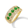 Thumbnail Image 2 of Princess-Cut Emerald and 0.45 CT. T.W. Diamond Ornate Art Deco Band in 10K Gold