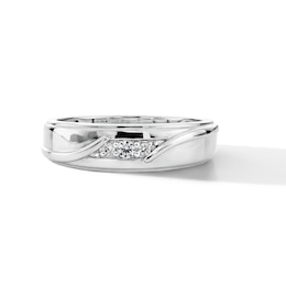 0.10 CT. T.W. Diamond Trio Bypass Anniversary Band in 10K White Gold