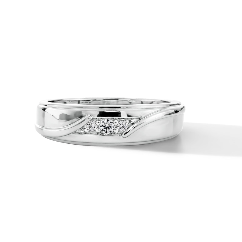 0.10 CT. T.W. Diamond Trio Bypass Anniversary Band in 10K White Gold