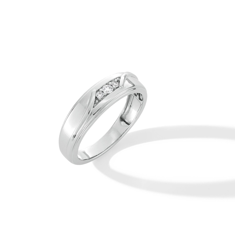 0.10 CT. T.W. Diamond Trio Bypass Anniversary Band in 10K White Gold