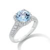 Thumbnail Image 2 of 8.0mm Aquamarine and 0.45 CT. T.W. Diamond Cushion Frame Multi-Row Ring in 10K White Gold