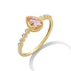 Pear-Shaped Morganite and White Lab-Created Sapphire Frame Ring in 10K Gold