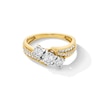 Thumbnail Image 1 of 0.50 CT. T.W. Diamond Past Present Future® Slant Bypass Shank Engagement Ring in 10K Gold