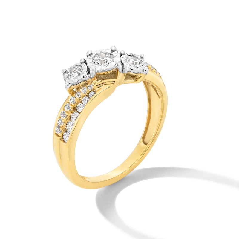 0.50 CT. T.W. Diamond Past Present Future® Slant Bypass Shank Engagement Ring in 10K Gold