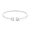 Thumbnail Image 1 of 0.20 CT. T.W. Diamond Double Heart Open Bangle in Sterling Silver - 6.2&quot;