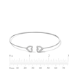 Thumbnail Image 3 of 0.20 CT. T.W. Diamond Double Heart Open Bangle in Sterling Silver - 6.2&quot;