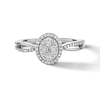 0.20 CT. T.W. Oval Multi-Diamond Frame Split Shank Promise Ring in Sterling Silver