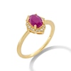 Oval Certified Ruby and 0.065 CT. T.W. Diamond Arabesque Frame Ring in 10K Gold