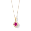 Thumbnail Image 1 of Oval Certified Ruby and 0.065 CT. T.W. Diamond Arabesque Frame Pendant in 10K Gold