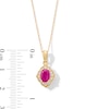 Thumbnail Image 2 of Oval Certified Ruby and 0.065 CT. T.W. Diamond Arabesque Frame Pendant in 10K Gold