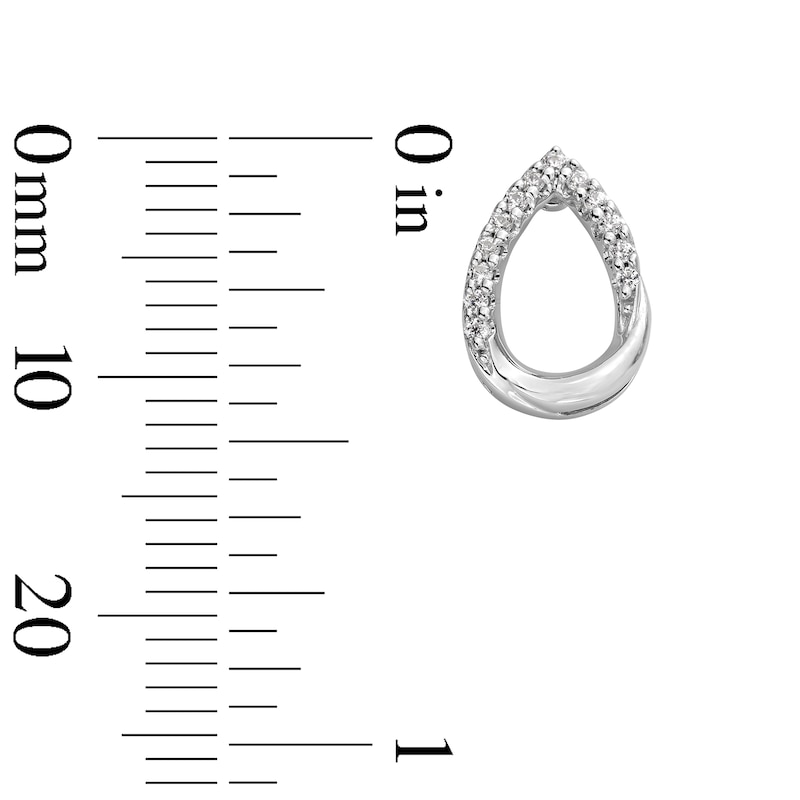 Main Image 3 of 0.10 CT. T.W. Diamond Open Teardrop Stud Earrings in Sterling Silver