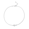 Thumbnail Image 1 of 0.05 CT. T.W. Diamond Sideways Cross Anklet in Sterling Silver - 10”