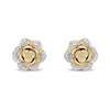 Enchanted Disney Belle Yellow Sapphire and 0.23 CT. T.W. Diamond Rose Stud Earrings in Sterling Silver and 10K Gold