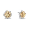 Enchanted Disney Belle Yellow Sapphire and 0.23 CT. T.W. Diamond Rose Stud Earrings in Sterling Silver and 10K Gold