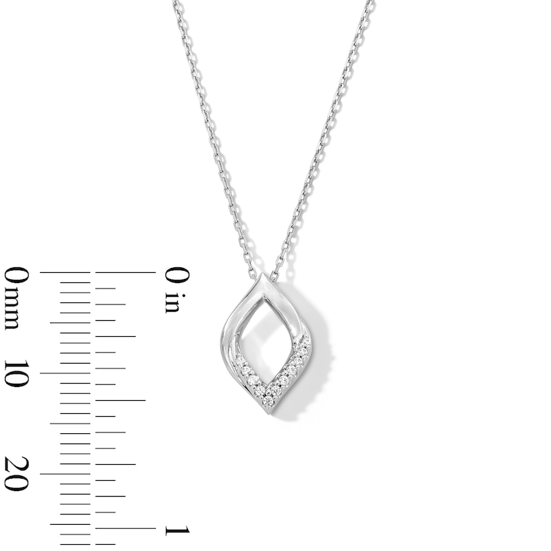 Main Image 4 of 0.05 CT. T.W. Diamond Tulip Pendant in Sterling Silver