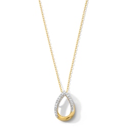 0.05 CT. T.W. Diamond Twist Teardrop Pendant in Sterling Silver with 10K Gold Plate