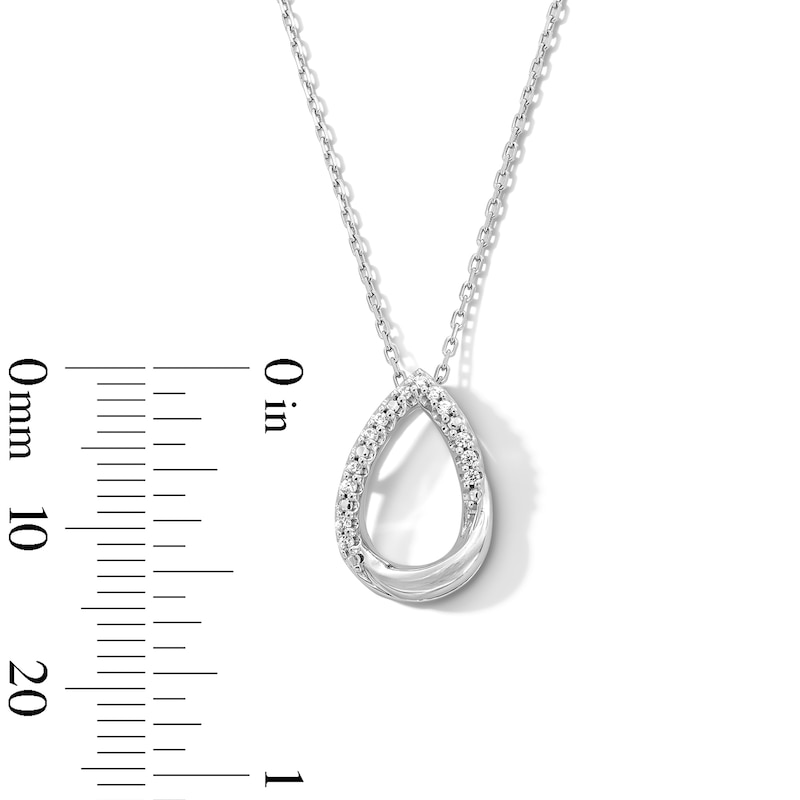 Main Image 4 of 0.05 CT. T.W. Diamond Open Teardrop Pendant in Sterling Silver