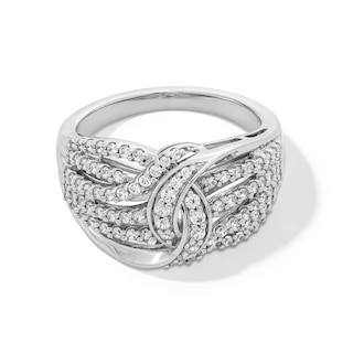 0.70 CT. T.W. Diamond Multi-Row Bypass Ring in Sterling Silver