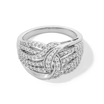 0.70 CT. T.W. Diamond Multi-Row Bypass Ring in Sterling Silver