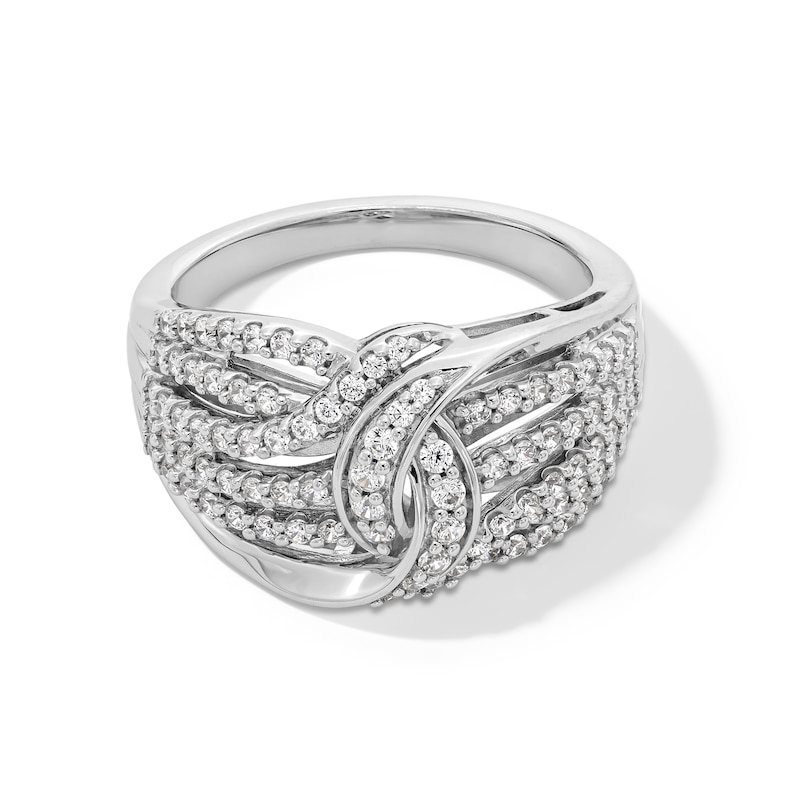 Main Image 1 of 0.70 CT. T.W. Diamond Multi-Row Bypass Ring in Sterling Silver