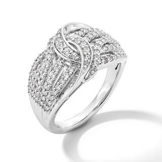 0.70 CT. T.W. Diamond Multi-Row Bypass Ring in Sterling Silver