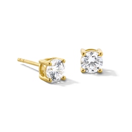 1.00 CT. T.W. Certified Lab-Created Diamond Solitaire Stud Earrings in Sterling Silver with 10K Gold Plate (I/SI2)