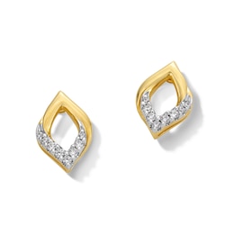 0.10 CT. T.W. Diamond Tulip Stud Earrings in Sterling Silver with 10K Gold Plate