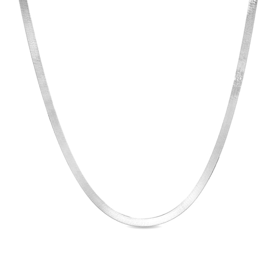 2.8mm Herringbone Chain Necklace in Hollow 14K White Gold - 18"