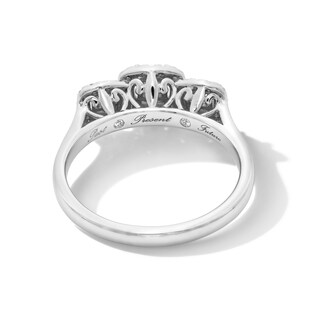 0.50 CT. T.W. Princess-Cut Diamond Cushion Frame Past Present Future® Engagement Ring in 10K White Gold